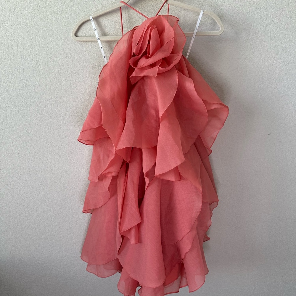 AJE PANDOREA LAYERED MINI DRESS WASHED CORAL SZ AU 14, US 10 - Picture 3 of 12
